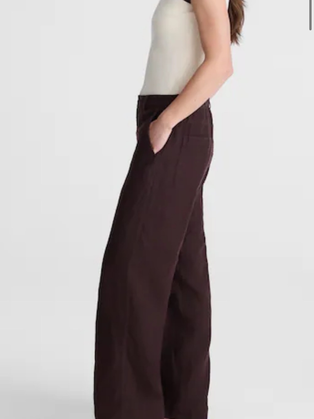 Madewell Zoe Floppy Wide-Leg High-Rise Pants in Dark Brown/White Stitching Size